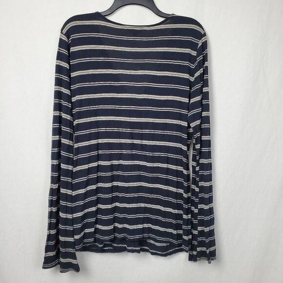 Lucky Brand XL Navy Stripe Blouse - Picture 6 of 7